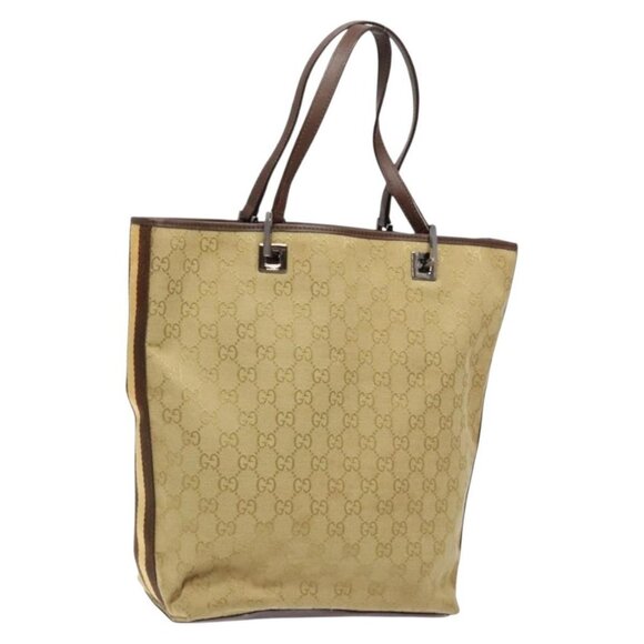 GUCCI GG Canvas Tote Bag Beige Brown Silver 31243 Auth ki5927 - Picture 1 of 16